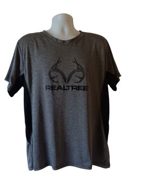 Reeltree men's black/gray short-sleeve 100% polyesteractivewear t-shirt size XL